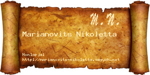 Marianovits Nikoletta névjegykártya